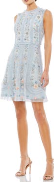 Mac Duggal Sequin Floral Tulle Cocktail Dress