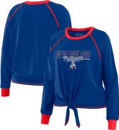 WEAR by Erin Andrews Women's WEAR by Erin Andrews Royal New England Patriots Tie-Front Long Sleeve T-Shirt