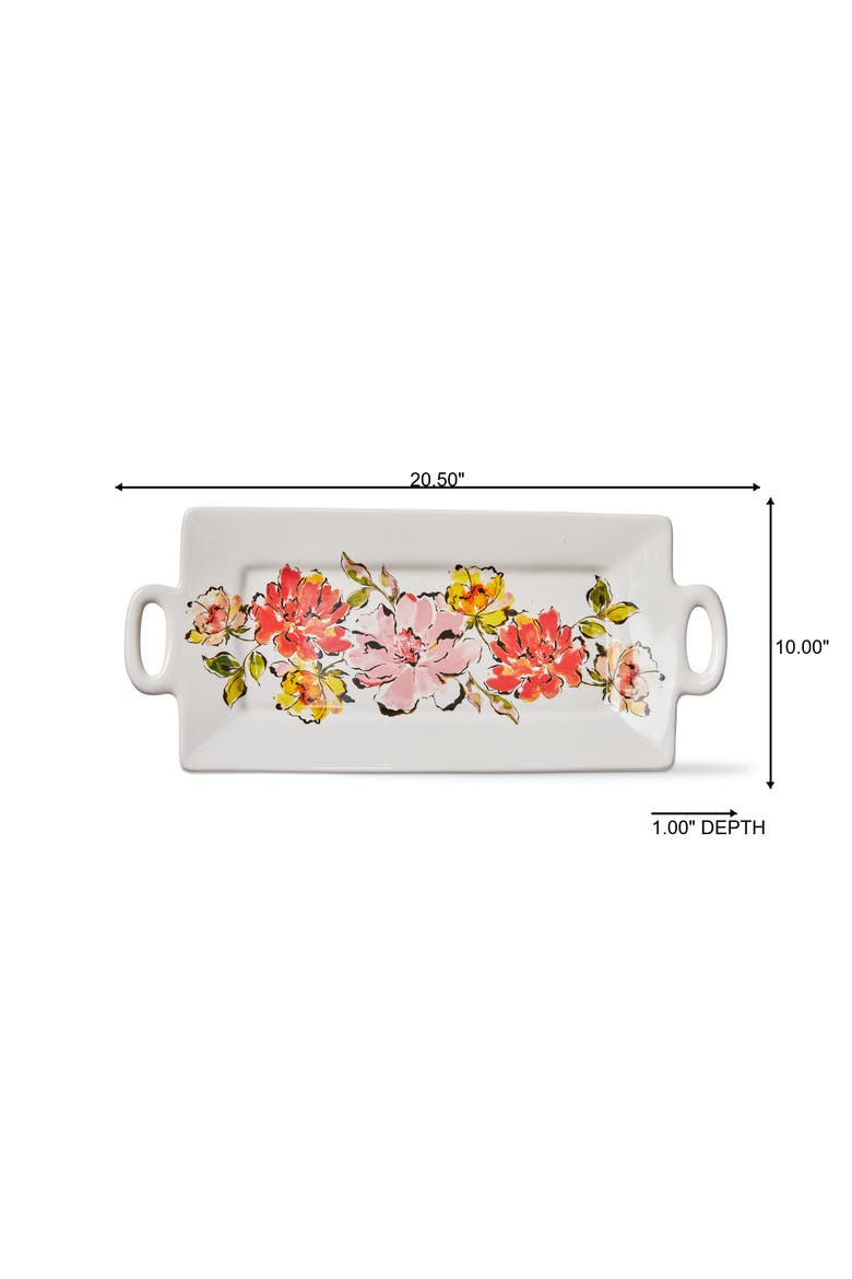 In Bloom Rectangular Platter Multi Earthenware Spring, Alternate, color, White