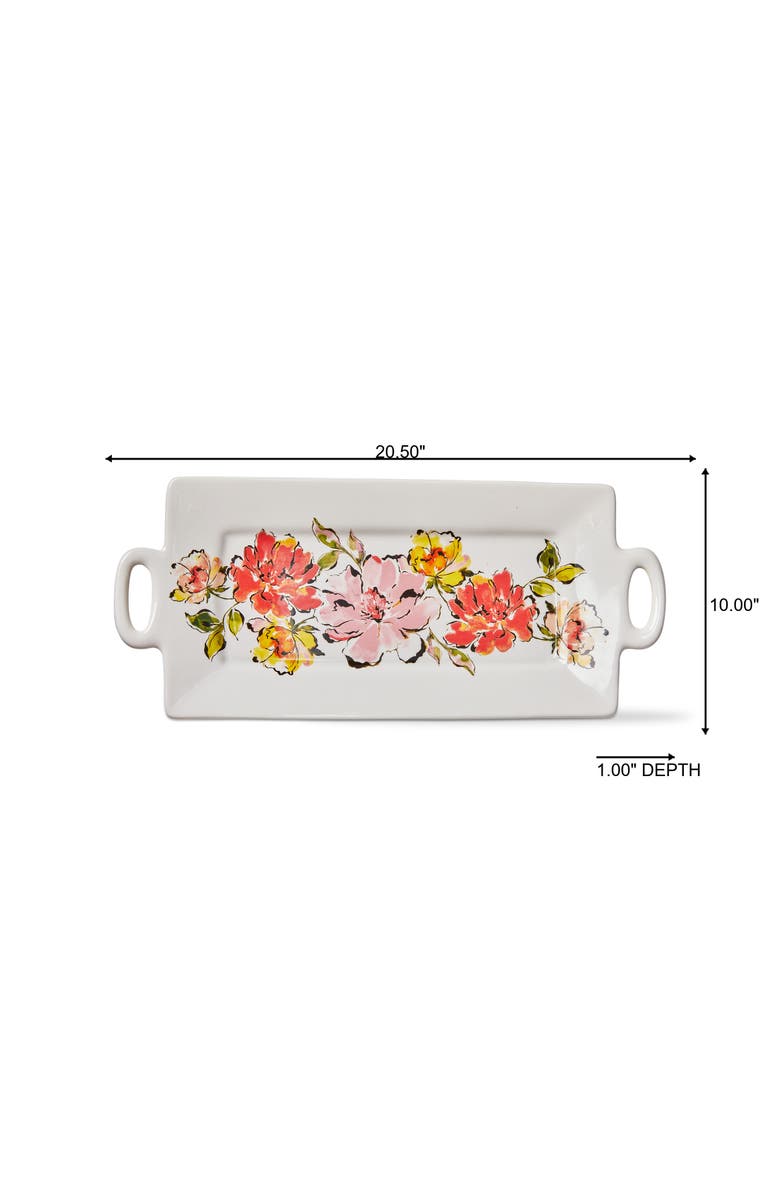 tag In Bloom Rectangular Platter Multi Earthenware Spring, Alternate, color, White