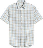 James Campbell Serra Regular Fit Plaid Short Sleeve Cotton & Linen Sport Shirt
