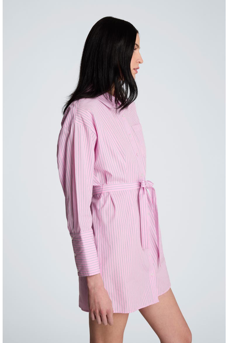 Drop Shoulder Tie Waist Shirtdress, Alternate, color, CANDY PINK MULTI