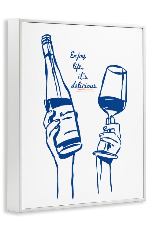 Stupell Industries Enjoy Life With Wine Framed Art Print In Blue