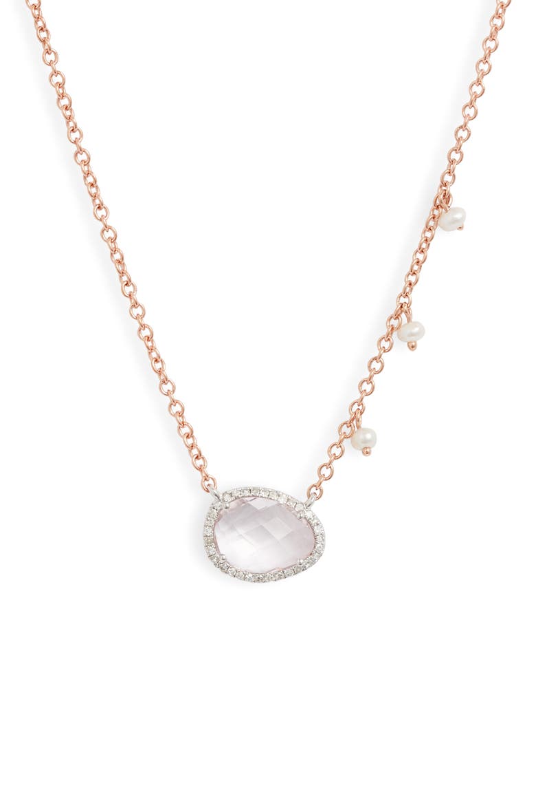 Morganite & Diamond Pendant Necklace, Main, color, ROSE GOLD