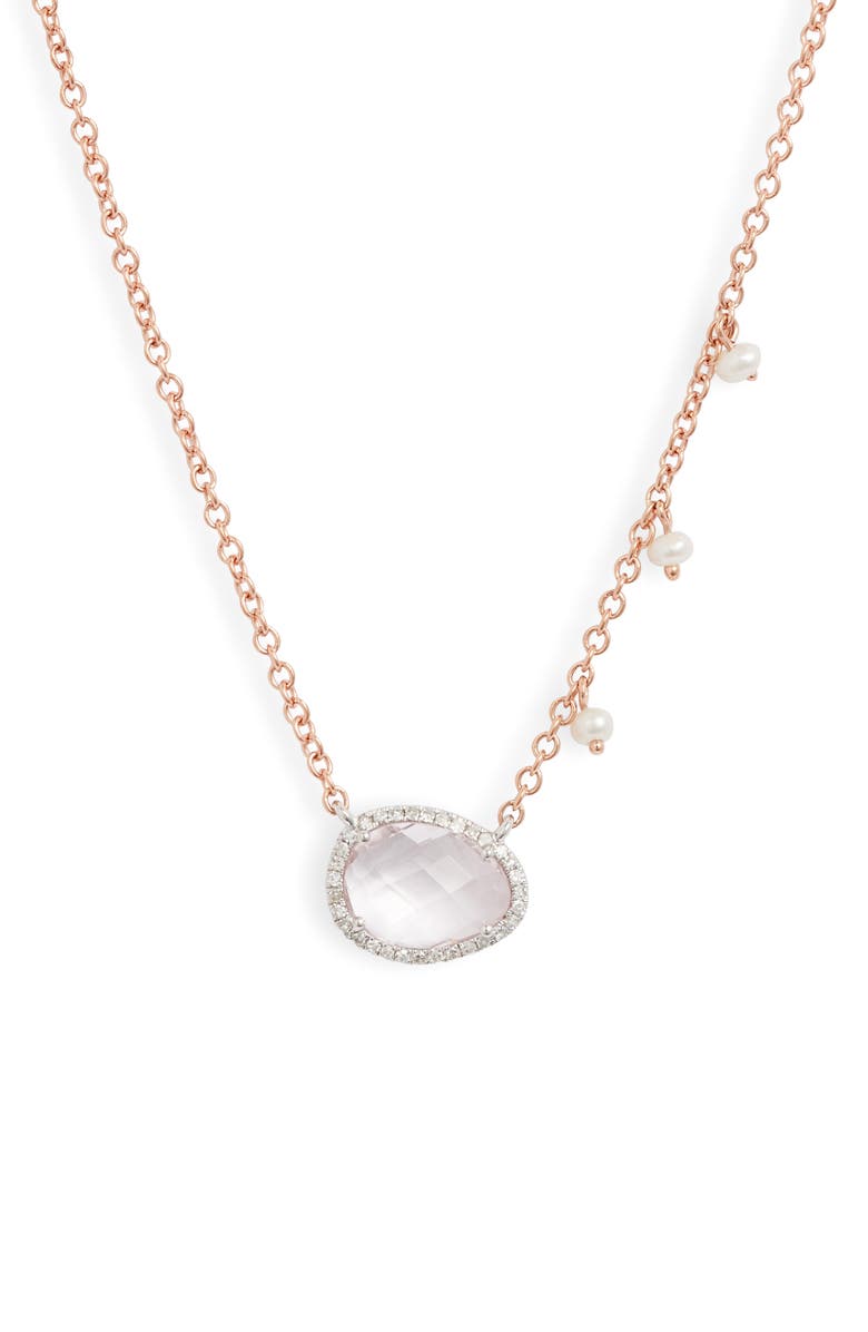 Meira T Morganite & Diamond Pendant Necklace, Main, color, 