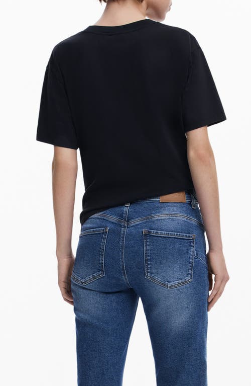 Desigual Cherry Rope Embellished Cotton Graphic T-shirt In Black