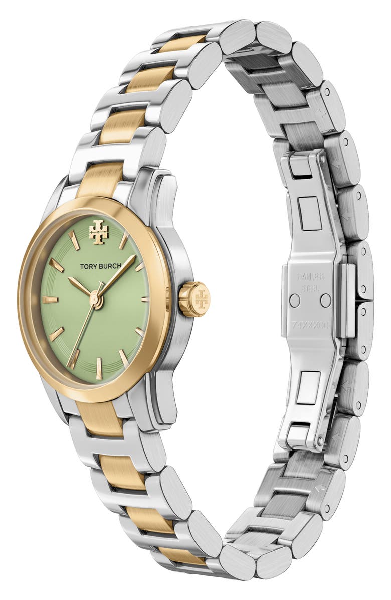 Tory Burch The Small Miller Bracelet Watch, 28mm, Alternate, color, Two Tone/ Mint Green