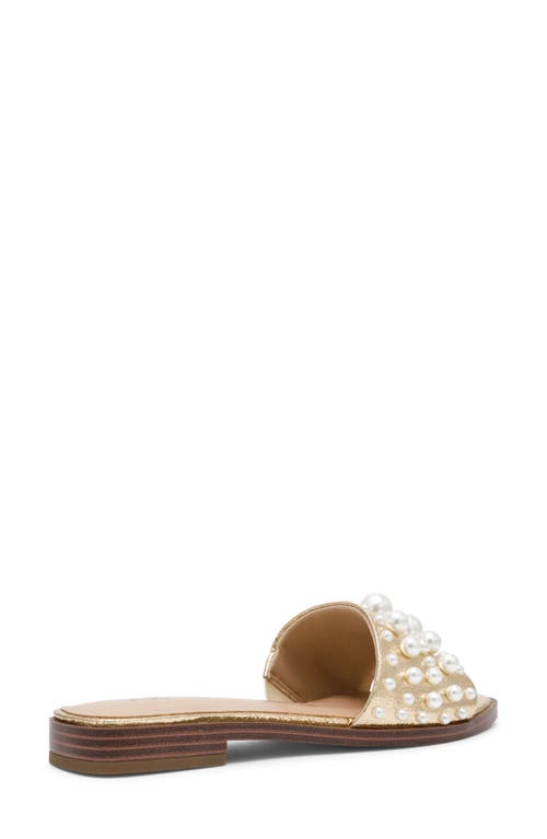 Shop Anne Klein Eugenie Faux Pearl Slide Sandal In Gold