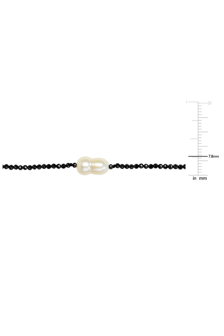 Black Spinel & Keshi Cultured Pearl Station Necklace, Alternate, color, BLACK