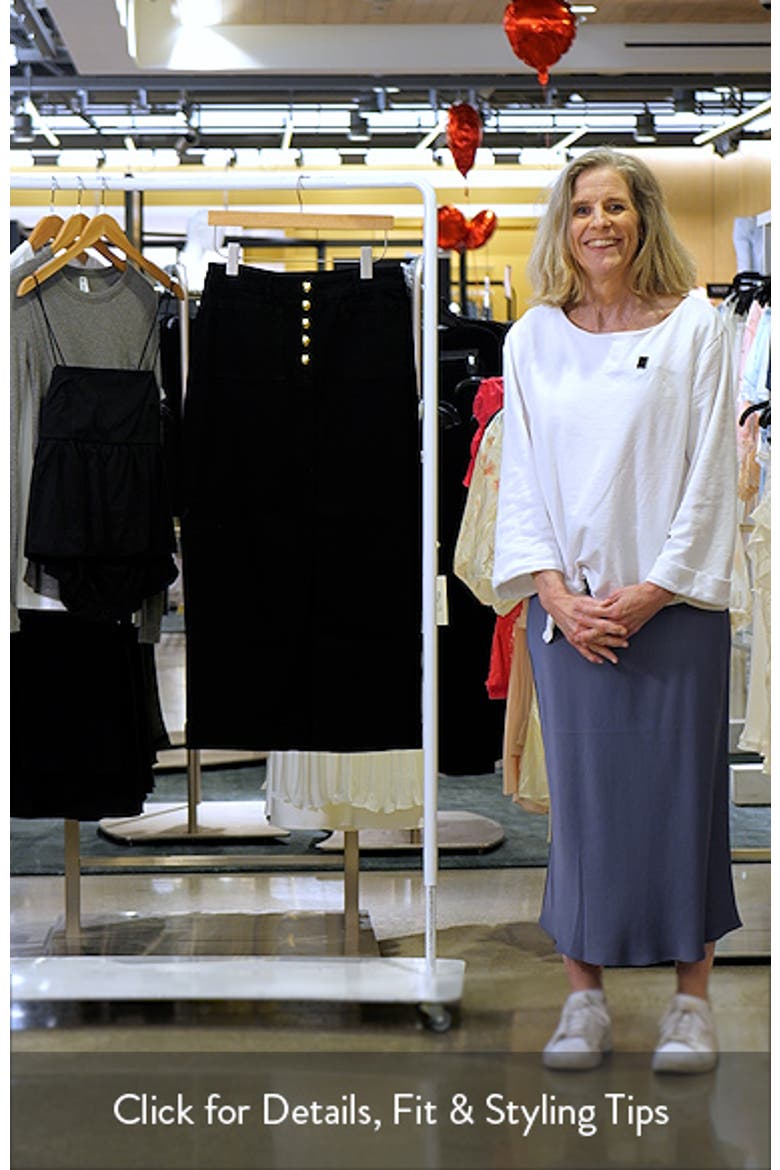 Exposed Button Fly Denim Midi Skirt video