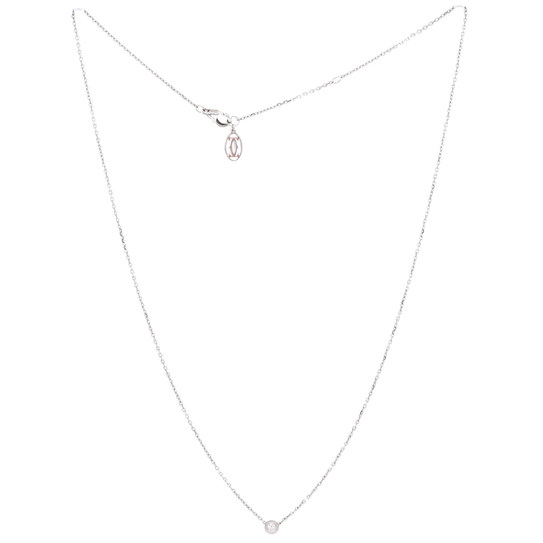 Cartier D'Amour Pendant Necklace 18K White Gold and Diamond XS, Alternate, color, Metallic Gold