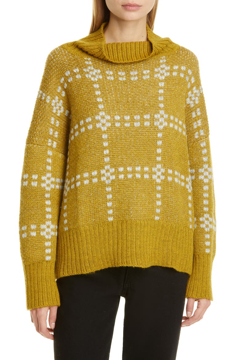 Check Alpaca Blend Sweater, Main, color, LICHEN