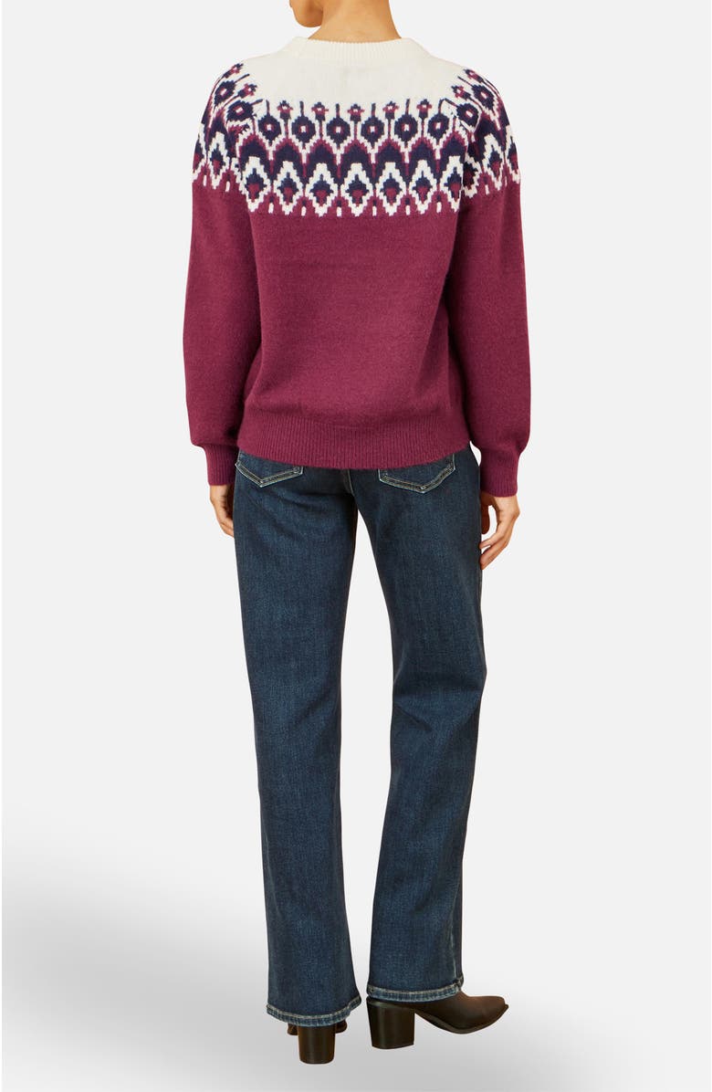 Yumi Fair Isle Relaxed Fit Knitted Sweater, Alternate, color, Burgundy