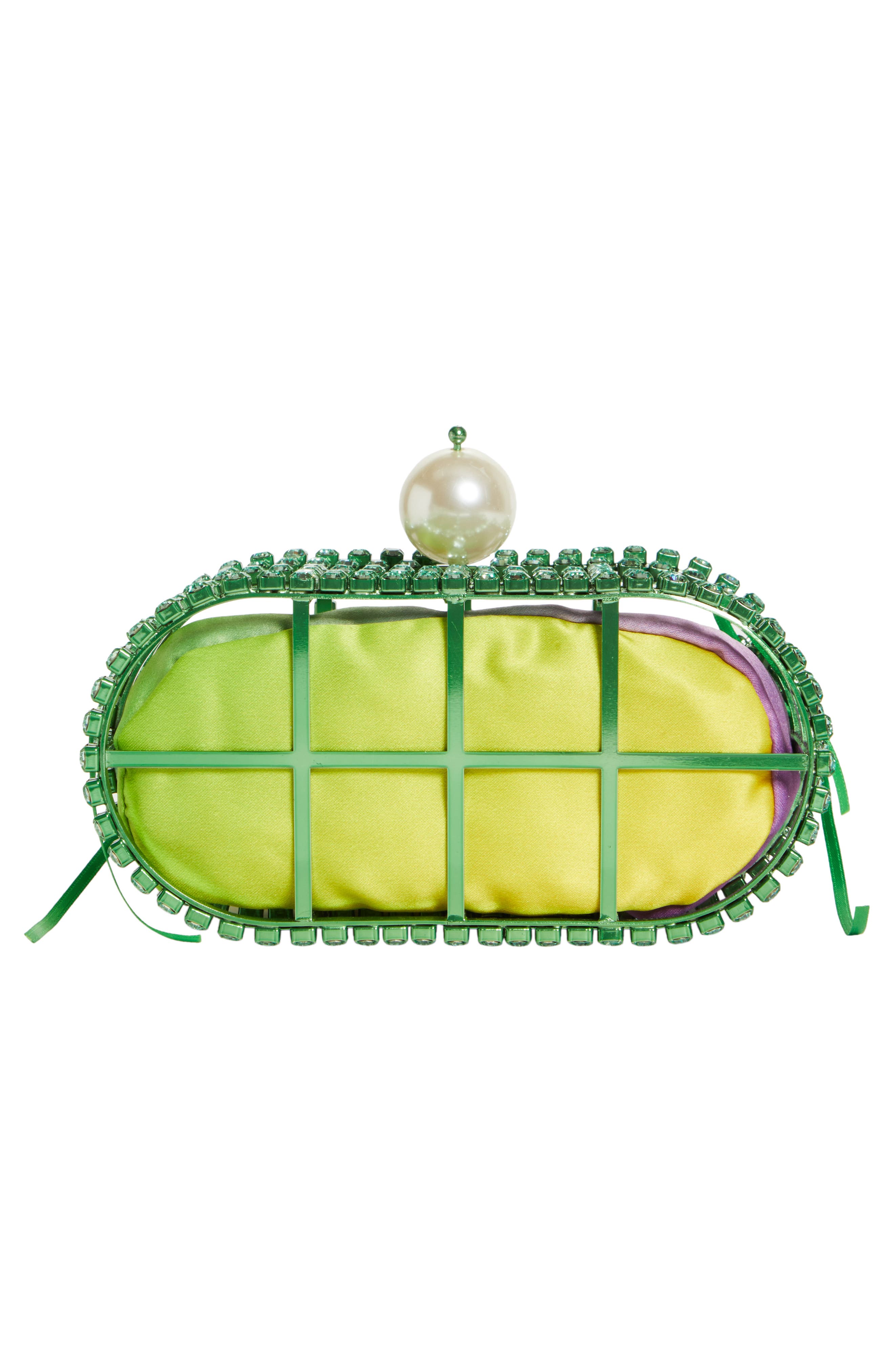 Rosantica Holli Crystal & Imitation Pearl Satin Handbag, Alternate, color, 