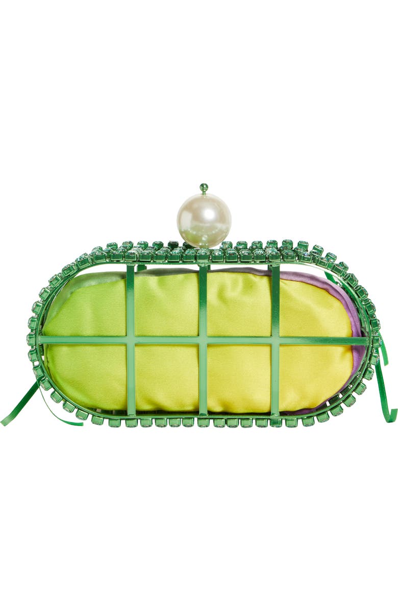 Rosantica Holli Crystal & Imitation Pearl Satin Handbag, Alternate, color,