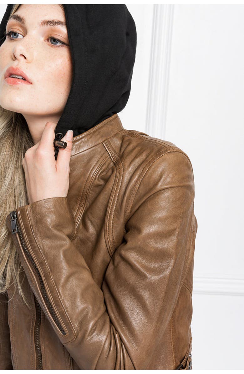 LAMARQUE ARLETTE | Leather Biker Jacket, Alternate, color, Rawhide