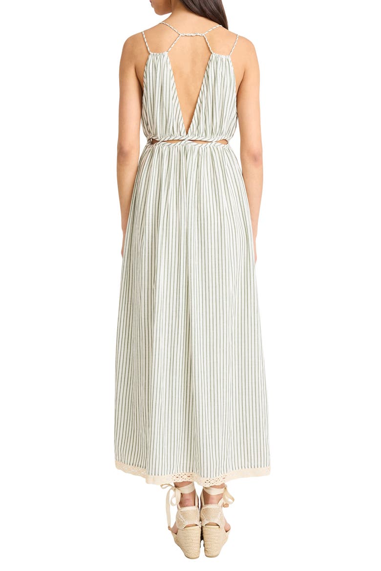 Cutout Stripe Midi Dress, Alternate, color, GREEN/ WHITE