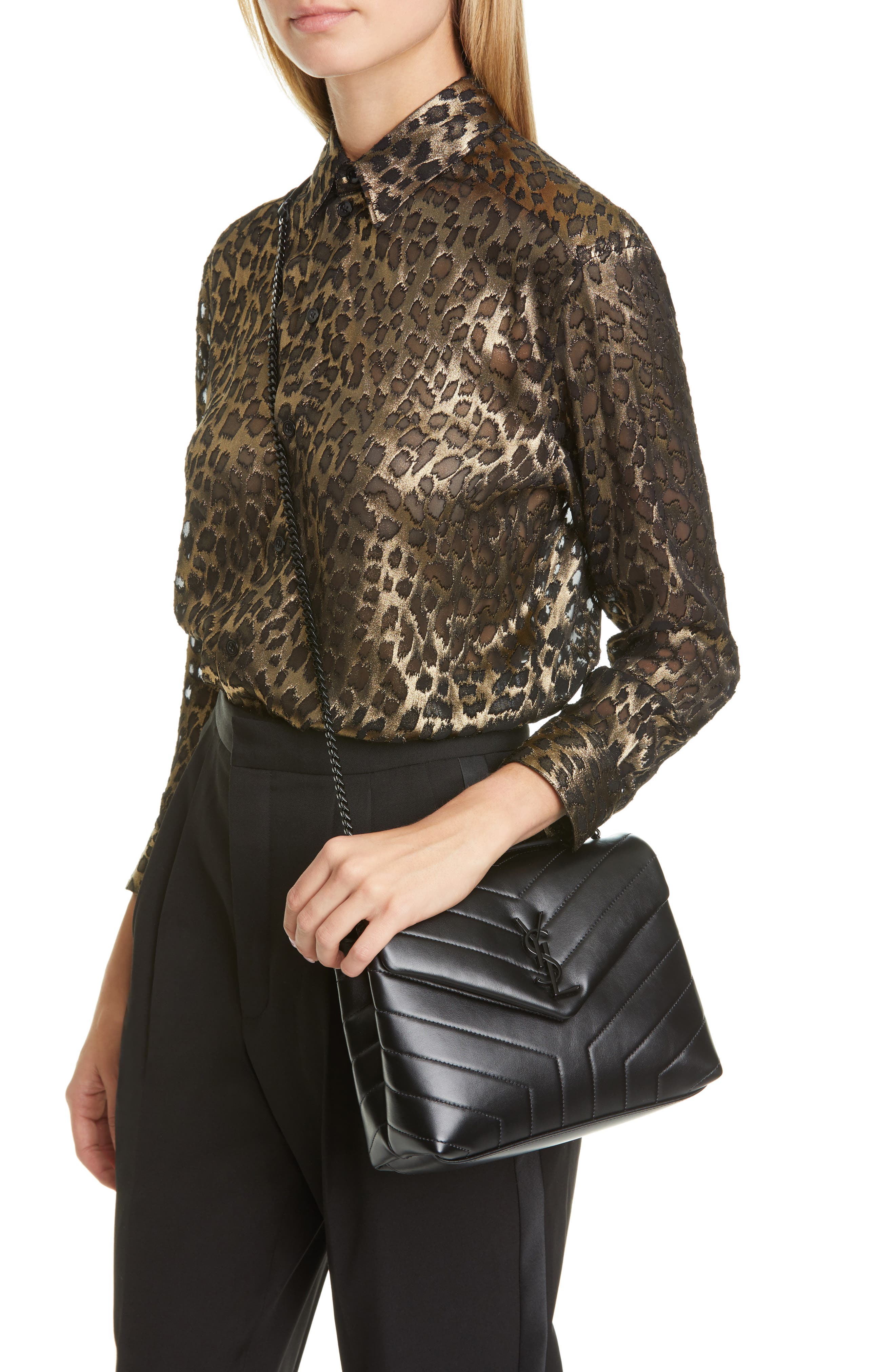 Saint Laurent Small Loulou Matelassé Calfskin Shoulder Bag, Alternate, color, 