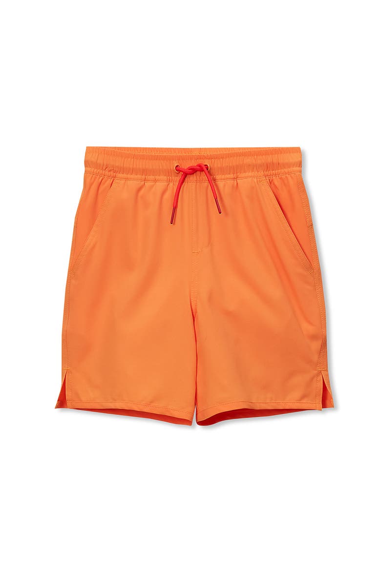 Boys Chlorine Resistant Magic Print Hydroliner Sport Swim Trunks, Main, color, Orange Pop