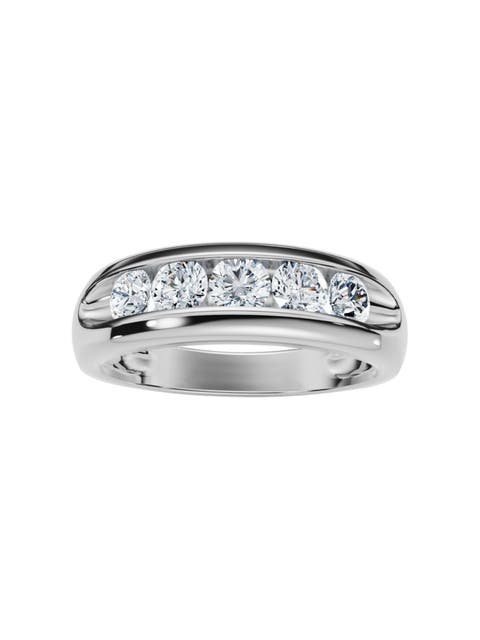 3/4Ct Men's Diamond 5-Stone Wedding Ring Channel Set 10k Gold Lab Grown