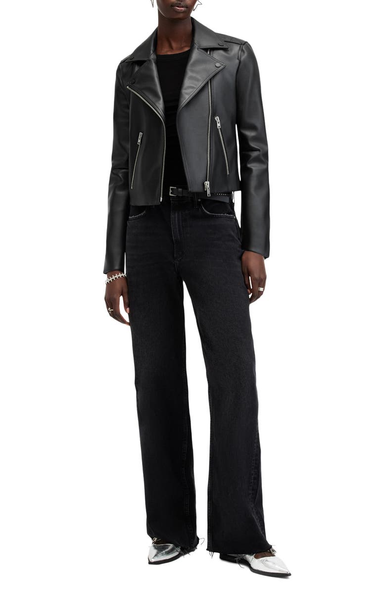 AllSaints Dalby Desserto Faux Leather Biker Jacket, Alternate, color, Black
