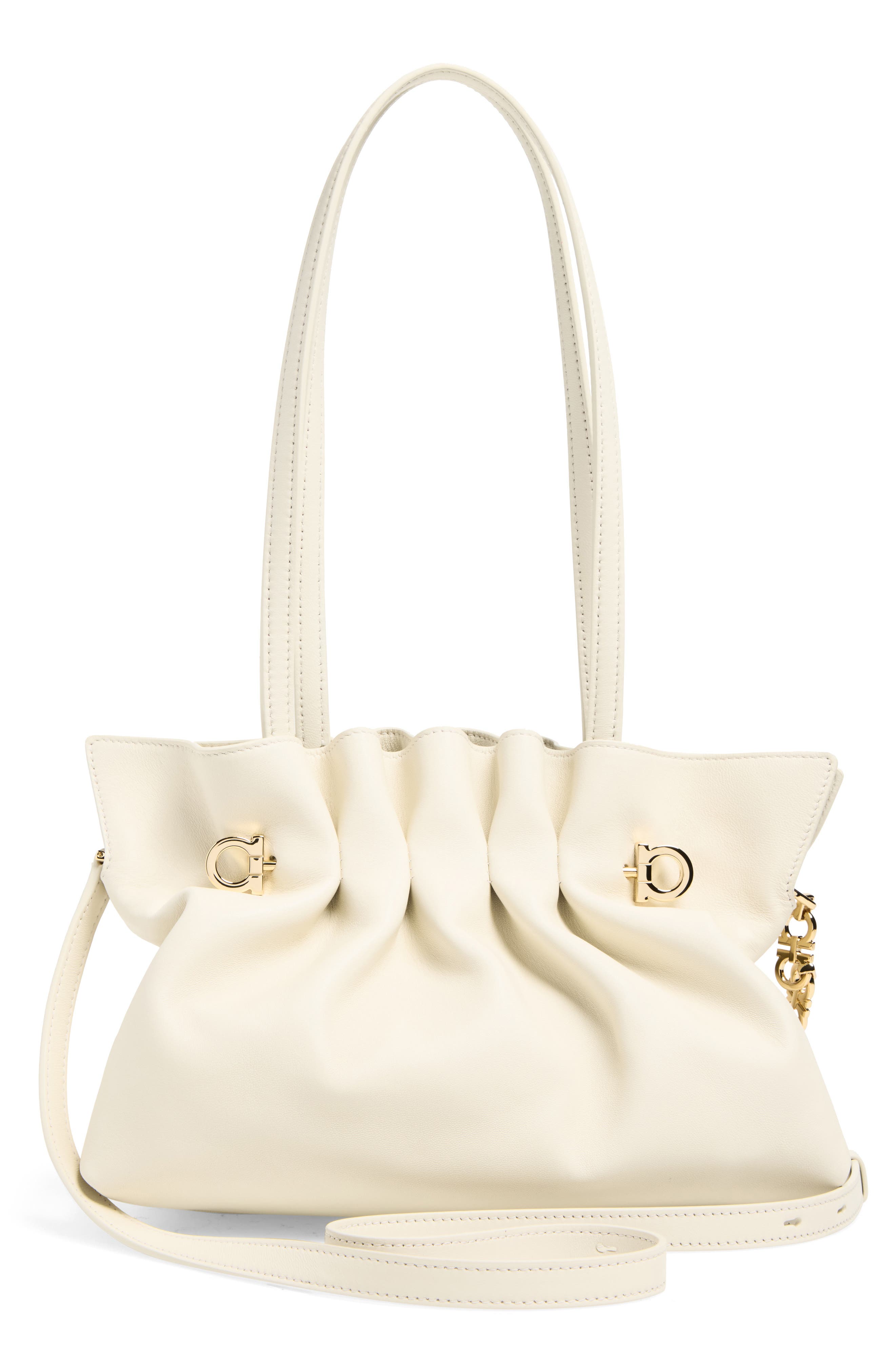 Small Gancio Piercing Soft Leather Shoulder Bag, Alternate, color, MASCARPONE