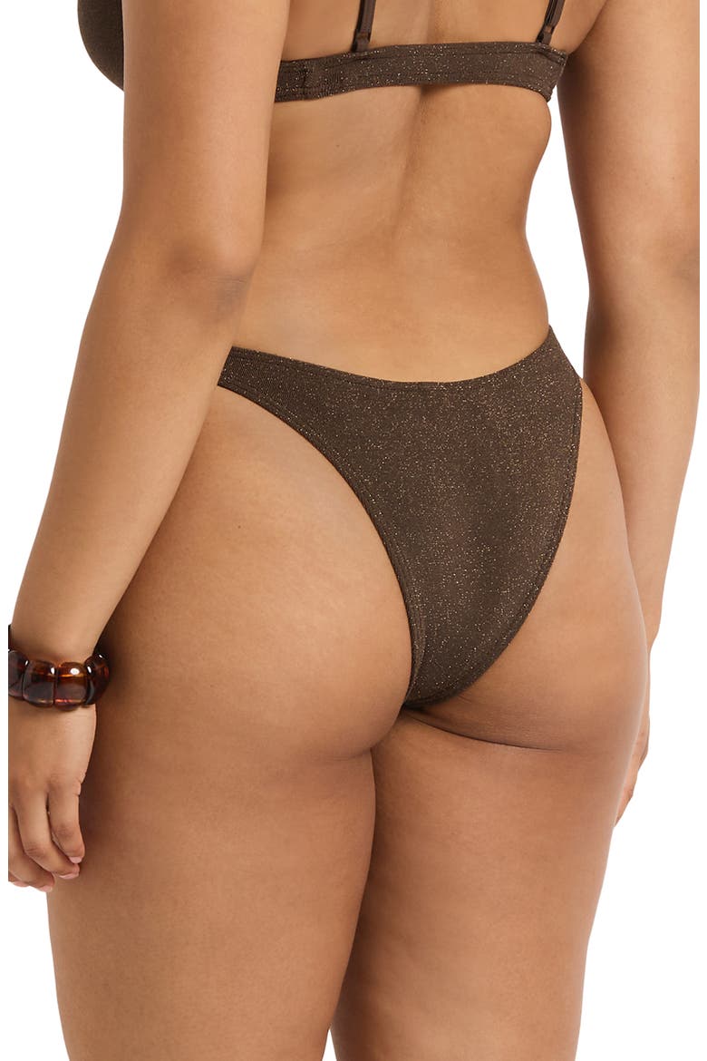 Scene High Leg Cheeky Bikini Bottoms, Alternate, color, WALNUT