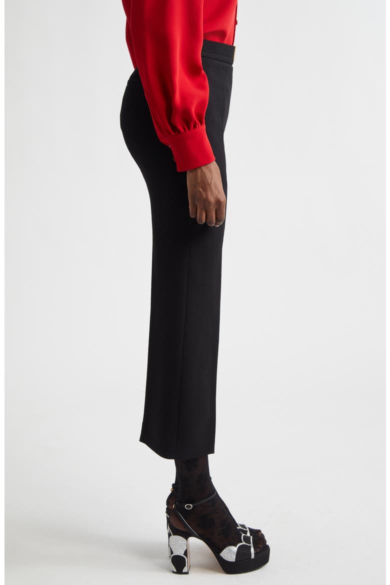 Wool Crepe Crop Flare Pants, Alternate, color, BLACK