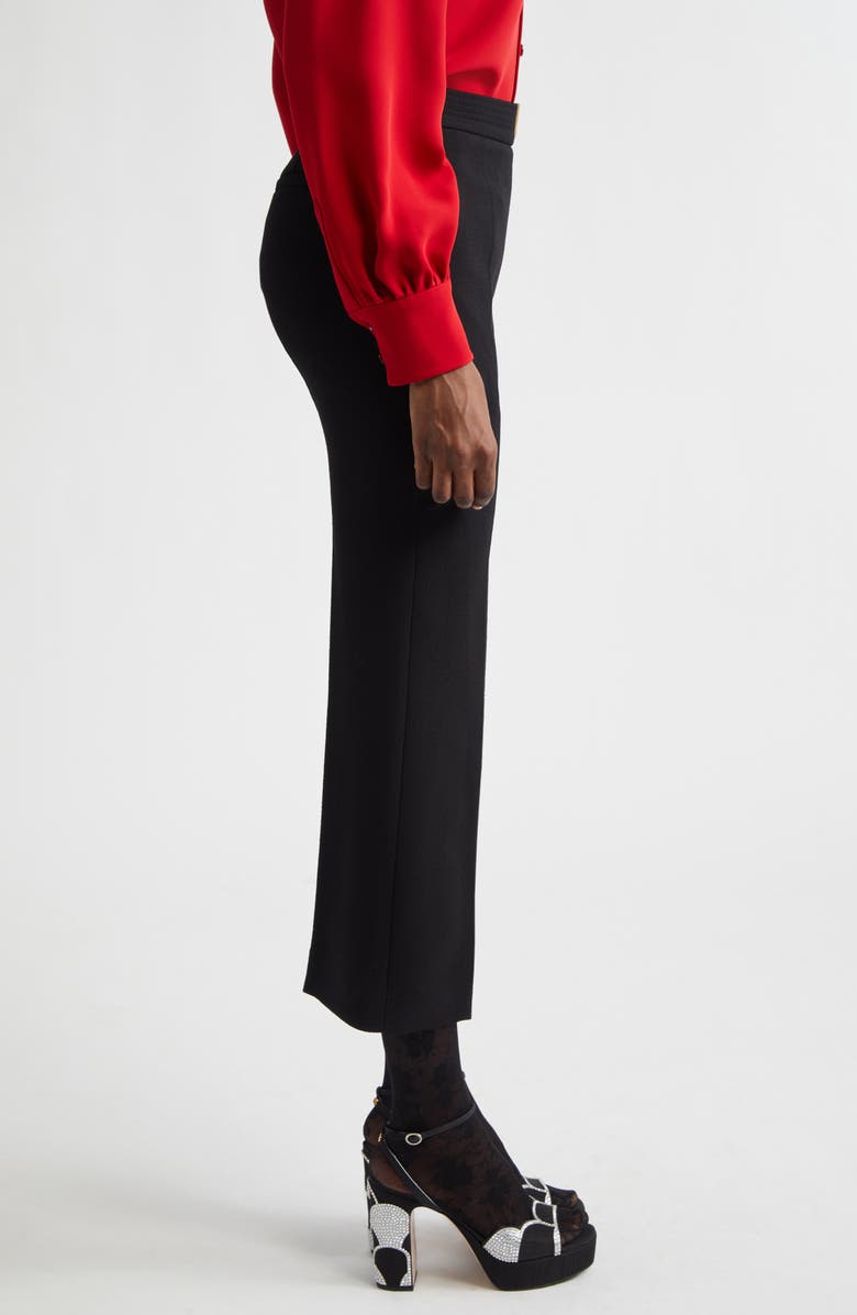 Valentino Wool Crepe Crop Flare Pants, Alternate, color, Black