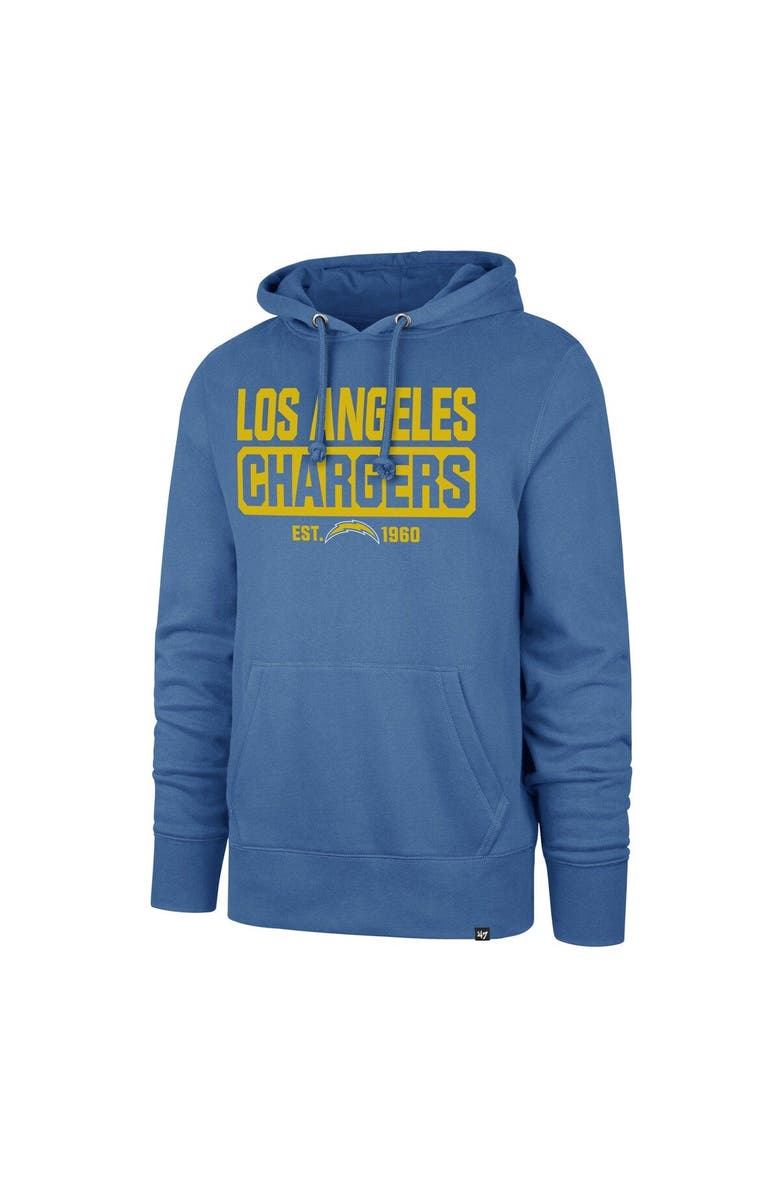 '47 Men's '47 Powder Blue Los Angeles Chargers Box Out Headline Pullover Hoodie, Main, color, Powder Blue