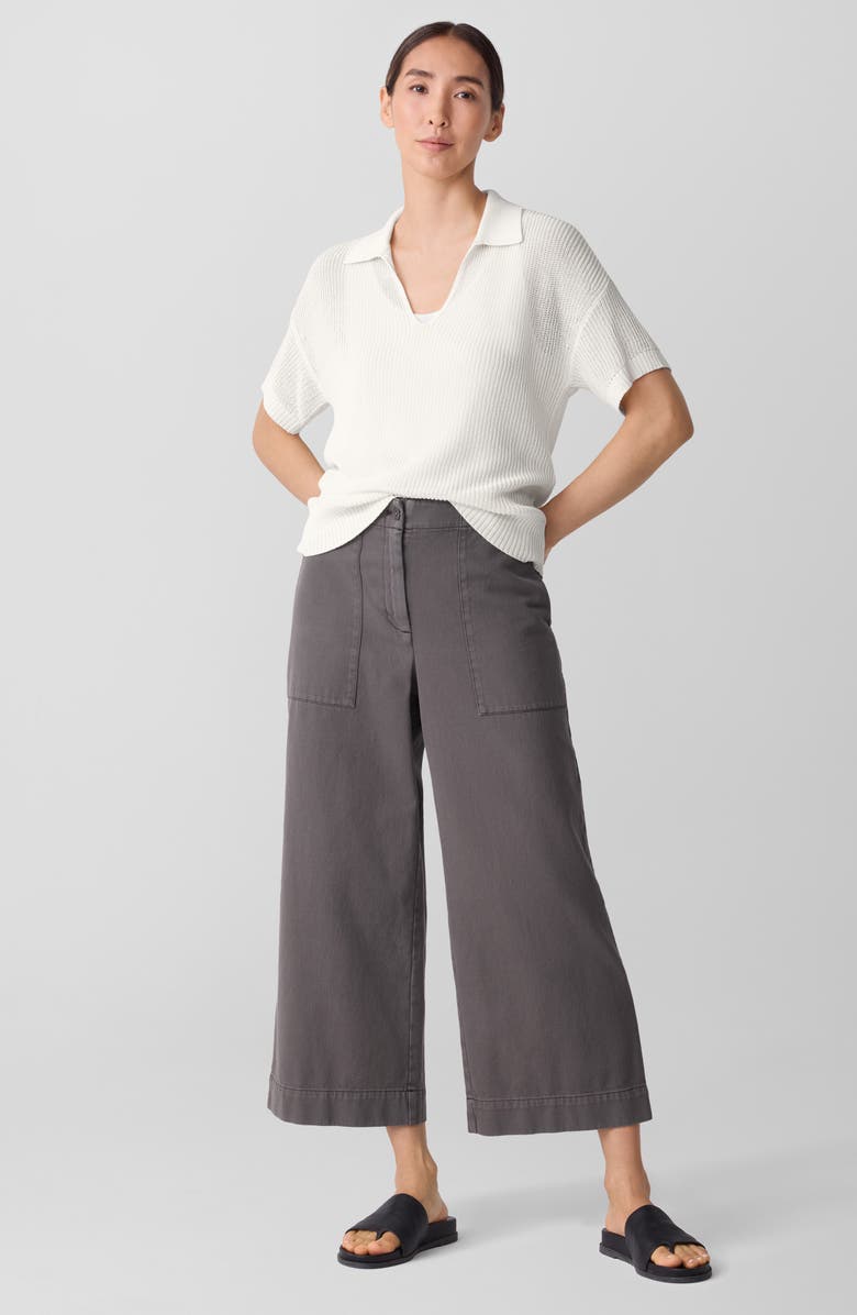 Eileen Fisher Organic Cotton Ankle Wide Leg Pants, Alternate, color, Rye
