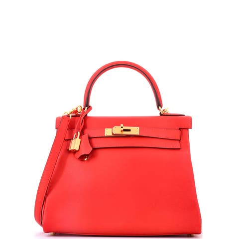 Kelly Handbag Red Evercolor with Gold Hardware 28
