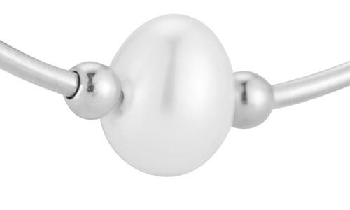 Chloe & Madison Chloe And Madison Pearl Hoop Earrings In Metallic