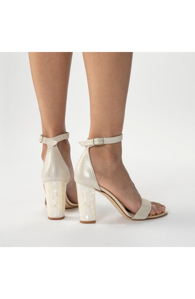 Freya Rose Martene Ankle Strap Pearl Heel Sandal, Alternate, color, Champagne