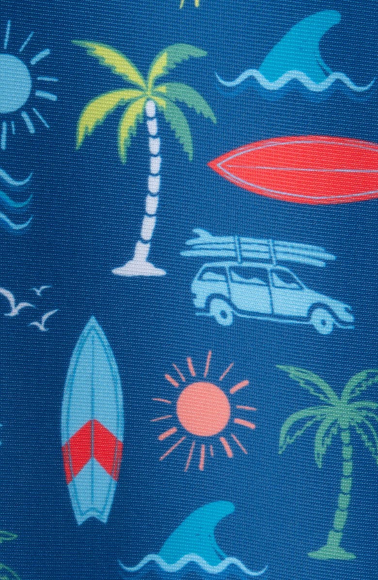 Andy & Evan Rashguard Swimsuit & Bucket Hat, Alternate, color, Navy