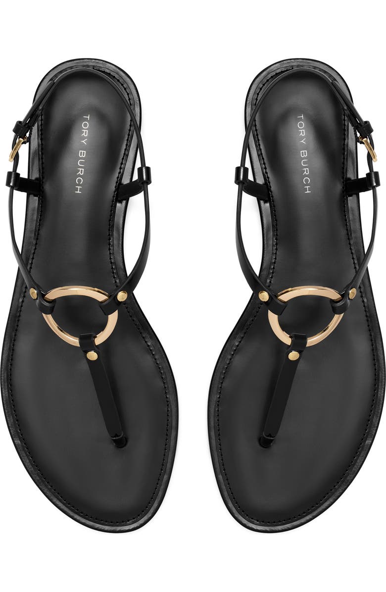 Tory Burch Ring Thong Sandal, Alternate, color, Perfect Black / Gold