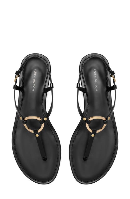 Tory Burch T-strap Sandal In Perfect Black/gold