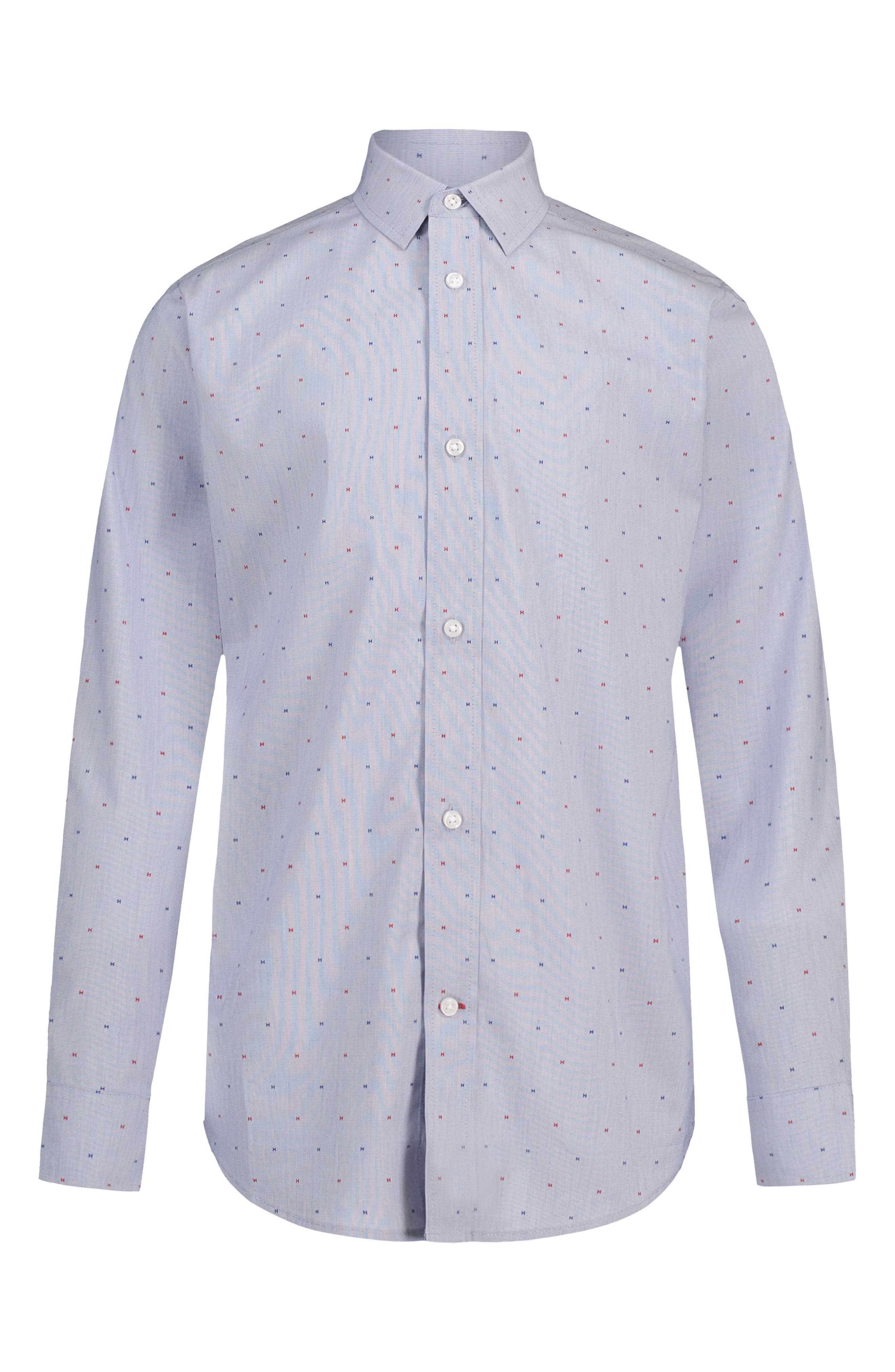 Kids' Long Sleeve Stretch Print Button-Up Shirt