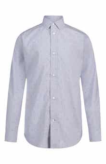 Kids' Long Sleeve Stretch Print Button-Up Shirt