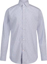 Tommy Hilfiger Kids' Long Sleeve Stretch Print Button-Up Shirt