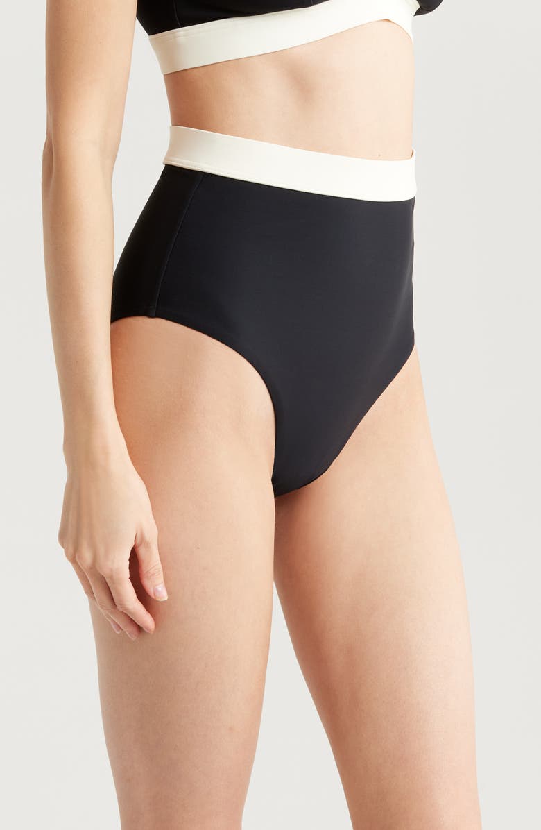 BONDI BORN Lina Colorblocked Bikini Bottoms, Alternate, color, Black Contrast