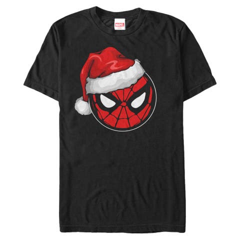 Men's Masked Hero Santa Hat Icon Short Sleeve Graphic T-Shirt