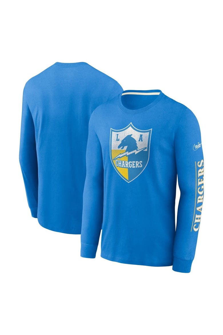 Men's Nike Powder Blue Los Angeles Chargers Fashion Tri-Blend Long Sleeve T-Shirt, Main, color, Blue
