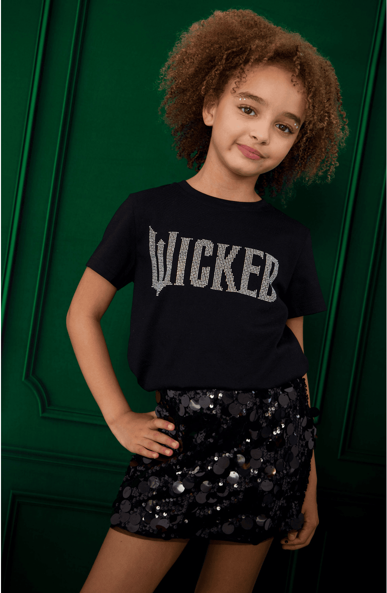 Lola + The Boys Wicked Crystal Tee, Alternate, color, Black