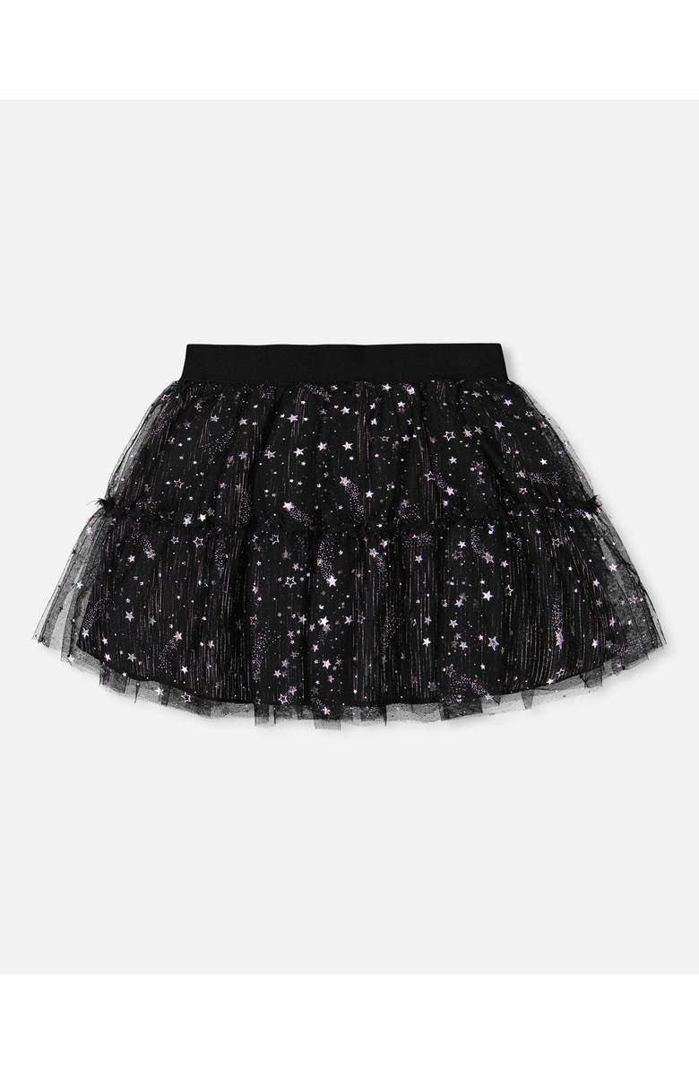 Deux par Deux Girl's Glittering Tulle Skirt Black, Alternate, color,