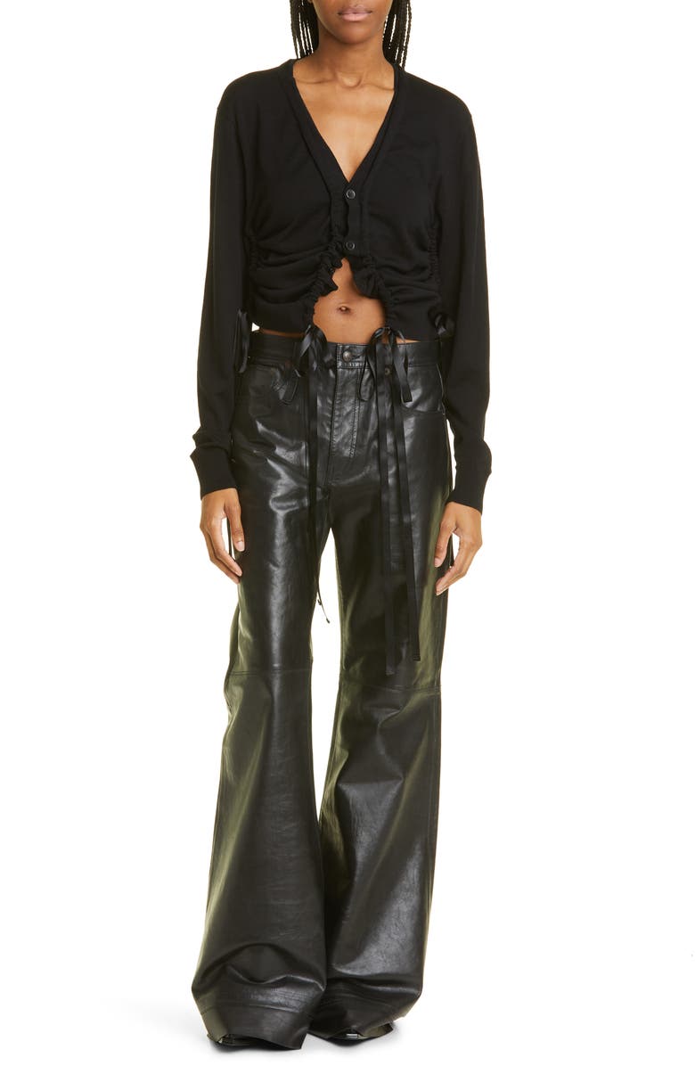 R13 Shirred Merino Wool Cardigan, Alternate, color, 