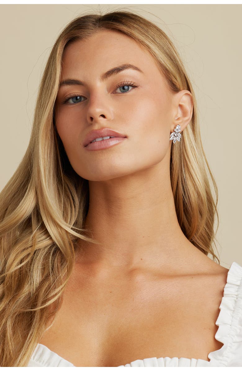 Untamed Petals Carla Crystal Stud Earrings, Alternate, color, Silver