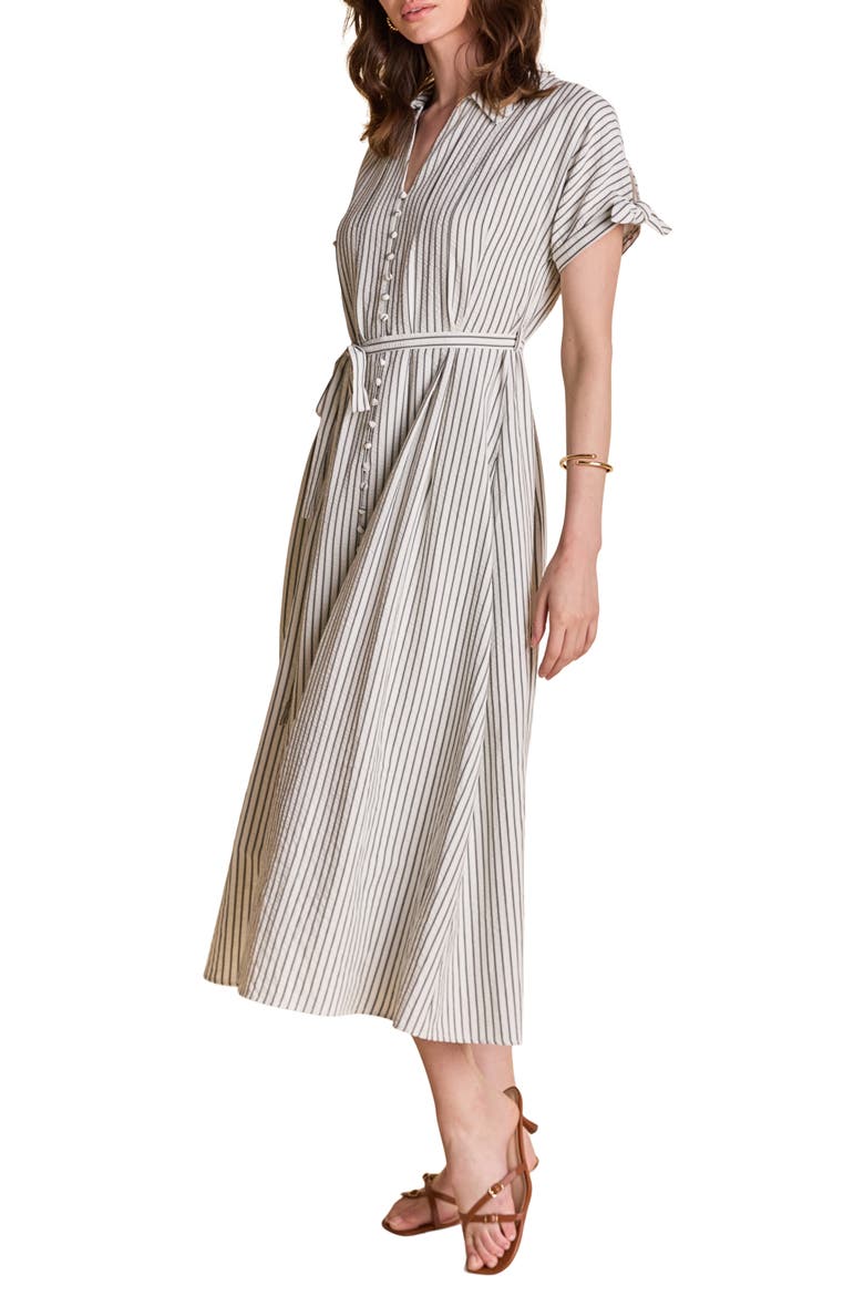 Stripe Midi Shirtdress, Alternate, color, WHITE/ BLACK