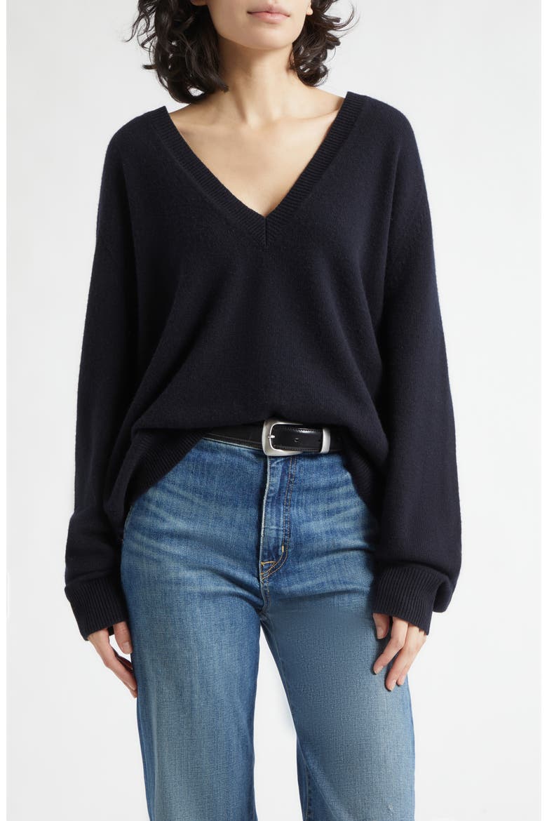 Feron Cashmere V-Neck Sweater, Main, color, DARK NAVY