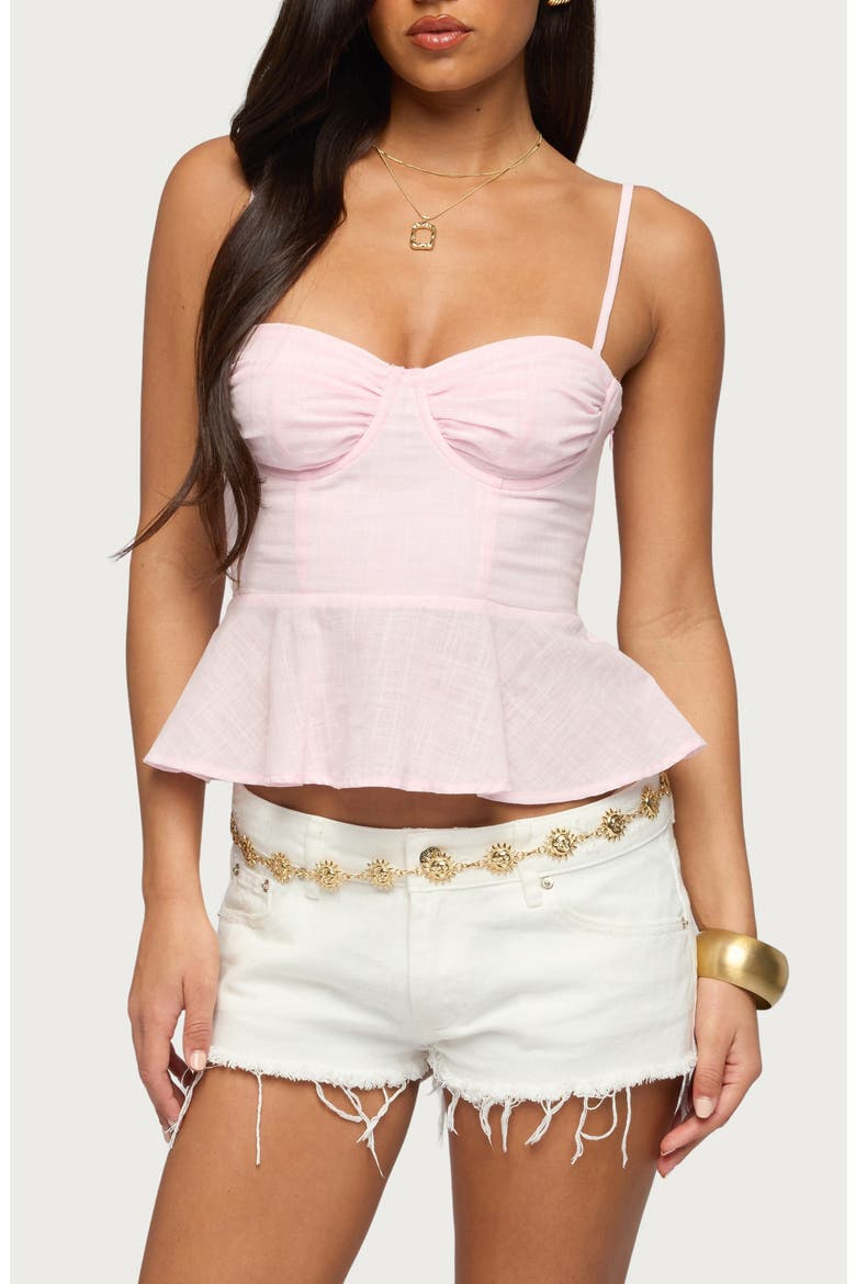Peplum Cotton Camisole, Main, color, LIGHT-PINK